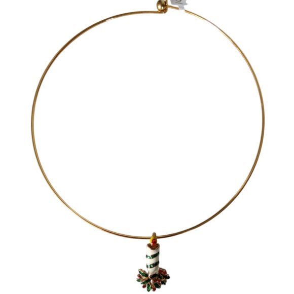 Jewelry - NWT Gold Plated Neck Ring with Holiday Candle Charm